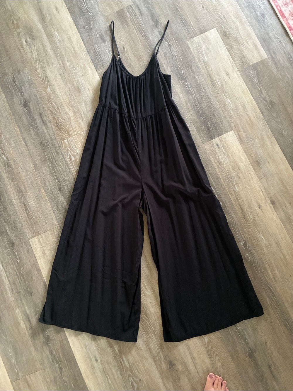 Wide Leg Satin Black Jumpsuit